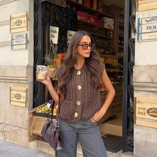 Gilet sans manches en maille épaisse "L'Essentiel"